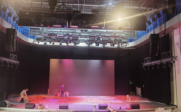 通用舞臺阻燃幕布、舞臺機械某大型文化設施舞臺施工現場